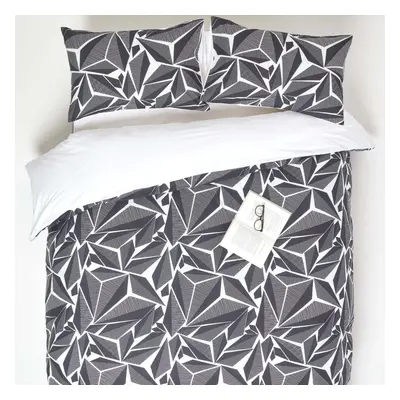 (Single: x cm (54 x 79?)) Monochrome Digitally Printed Cotton Duvet Cover Set