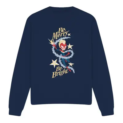 (XL, Navy) Captain Marvel Unisex Adult Be Merry Be Bright Sweatshirt