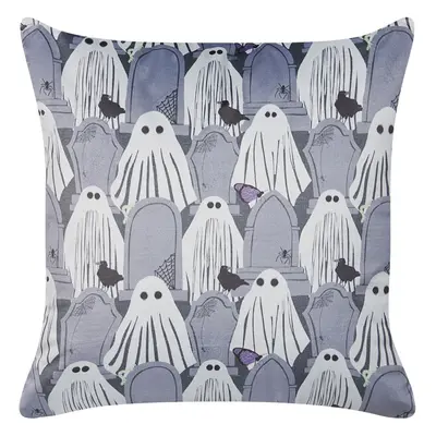 Velvet Cushion Ghost Pattern x cm Grey FANATE