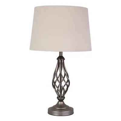 Queenswood Pewter Table Lamp with Natural Linen Shade