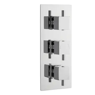 Square Concealed Triple Thermostatic Shower Valve With Diverter (3 Outlets) - Chrome - Balterley