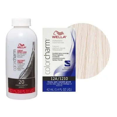 (12A+Dev (Vol. 20) 3.6oz) Wella 10A Palest Ash Blonde Color Charm Permanent Liquid Haircolor