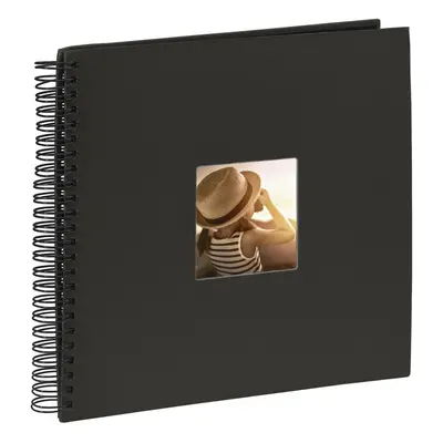 Hama Fine Art photo album, black pages (25 sheets), spiral bound album x cm, with cut-out window