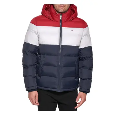 Tommy Hilfiger Men's Hooded Puffer Jacket Red/White/Midnight Large