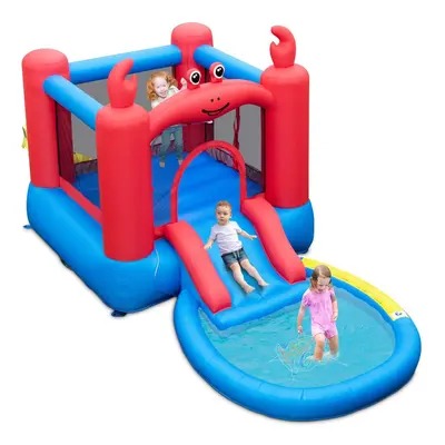 Kids Inflatable Bounce House Red Crab-themed Water Slide Park Bouncy Castle