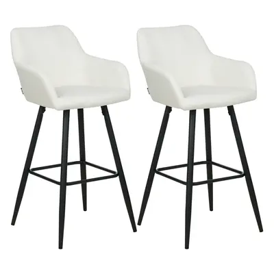 Set of Bar Chairs CASMALIA Velvet Off-White