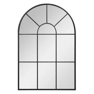 HOMCOM Modern Arched Window Wall Mirror for Living Room Bedroom, 91x60cm, Black