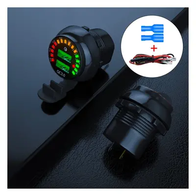 Dual USB Charger Quick Charge Socket Adapter Power Outlet With Voltmeter Display For Car Motorcy