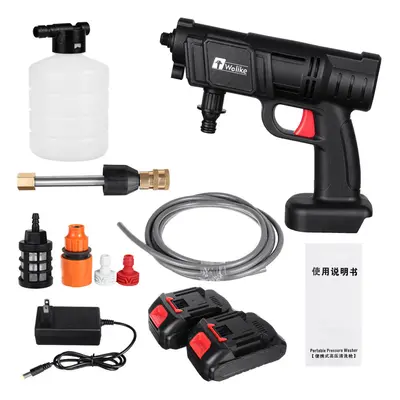 (US Plug, Two Batteries) 2000W 90Bar 22000mAh Cordless High Pressure Car Washer Spray Water Pump