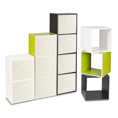 (Black, Cream) Cubed Wooden Storage Units Shelves + Drawers