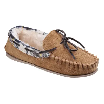 (7 UK, Tan) Cotswold Womens/Ladies Kilkenny Classic Fur Lined Moccasin Slippers