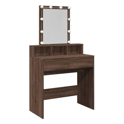 (brown oak) vidaXL Dressing Table with LED Cosmetic Table Vanity Makeup Table Sonoma Oak