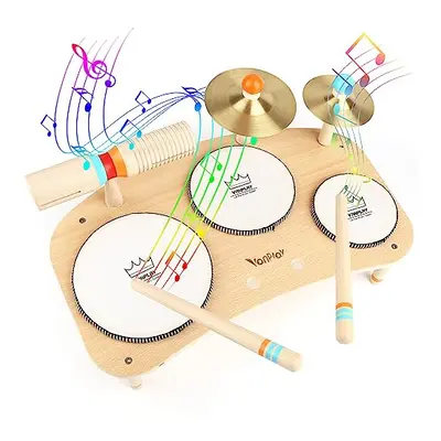 Wooden Toys Kids Drum Kit Musical Instruments For Toddlers Baby Drum Musical Toys Gifts for 4 Ye