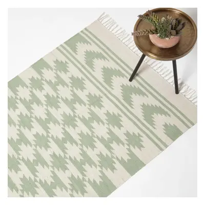 (120 x cm) Turin Green & Natural Kilim Cotton Rug