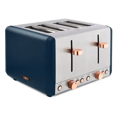 T20051MNB Cavaletto 4-Slice Toaster with Defrost/Reheat, Stainless Steel, W, Midnight Blue and R