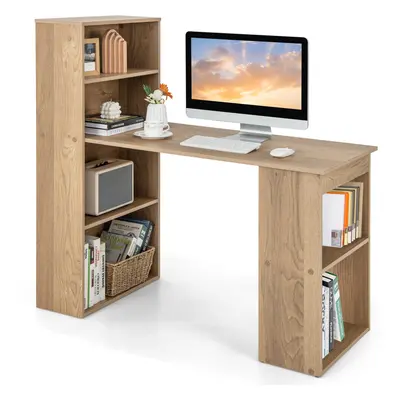 48"Computer Desk w/ Bookcase Modern Writing Desk w/ 6-tier Storage Shelves