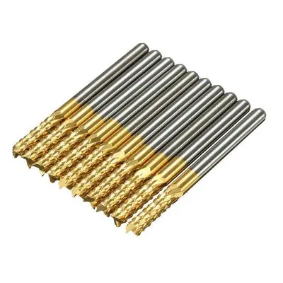 10pcs 3.175mm Titanium Coated Carbide End Mill Engraving Bits For CNC Rotary Burrs