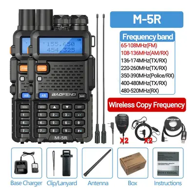 (2X5R-H-771-Cbale-MIC, EURO) 1/2 Baofeng M-5R Air Band Walkie Talkie Full Band Wireless Copy Fre