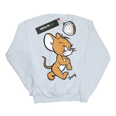 (M, White) Tom and Jerry Womens/Ladies Angry Mouse Sweatshirt