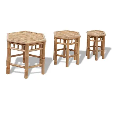 vidaXL 3x Garden Stools Bamboo Patio Beach Pool Bistro Outdoor Seat Furniture