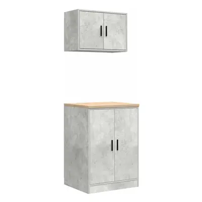 vidaXL Garage Cabinets pcs Concrete Grey Engineered Wood cabinet