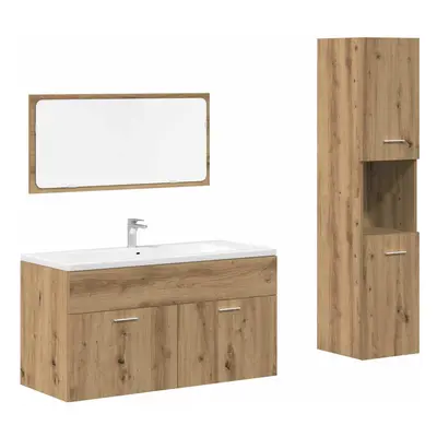 (artisan oak) vidaXL Bathroom Furniture Set Chipboard Wall Mirror Multi Sizes Multi Colors