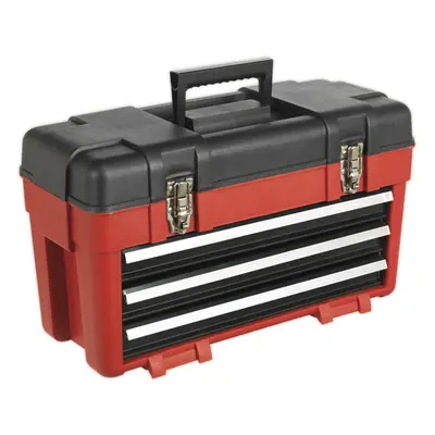 585 x x 340mm Portable Auto Locking Drawer Toolbox - Red - Tool Storage