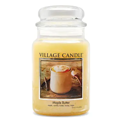 Village Candle Maple Butter Large Glass Apothecary Jar Scented Candle 21.25 oz Yellow