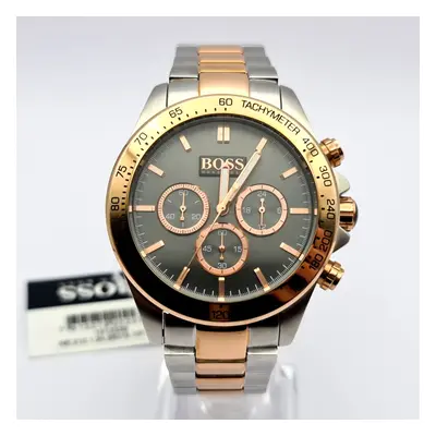 NEW HUGO BOSS IKON GOLD SILVER TONE STAINLESS STEEL MENS WATCH