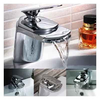 Waterfall Bathroom Taps Basin Sink Mono Mixer Chrome Cloakroom Tap