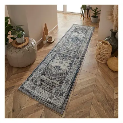 (KENDRA 2603H - Grey, Runner : x cm) Luxury Traditional Rugs Small Extra Large Hallway Runners R