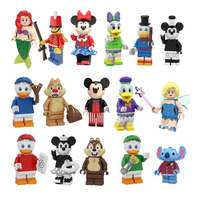 16PCS Disney Mickey Donald Duck Minifigures Toys Fit Lego