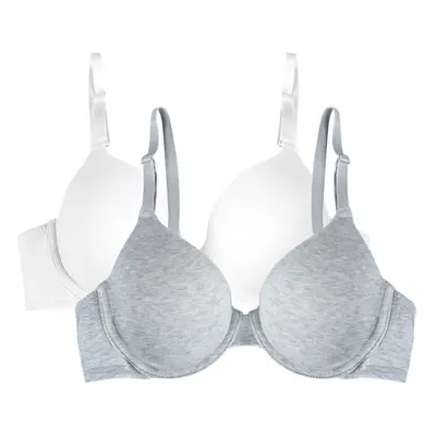 Fruit of the Loom Women's 2-Pack T-Shirt Bra Heather Grey/White 38A