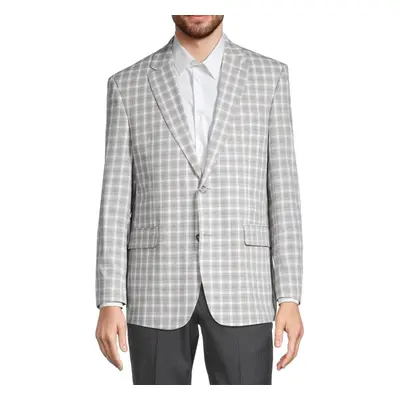 Tommy Hilfiger Mens Trevor Plaid Flex Fit Two-Button Blazer Gray 40R