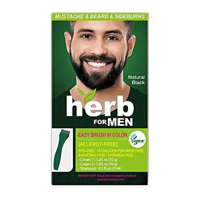 Herb For Men, PPD & Ammonia Free Mustache & Beard Dye, Vegan Natural Ingredients, Odorless, No M