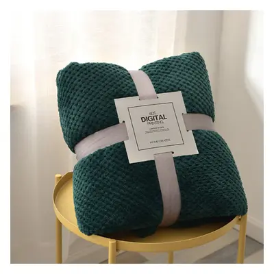 (Dark Green) Luxury Waffle Soft Blanket Warm Cosy