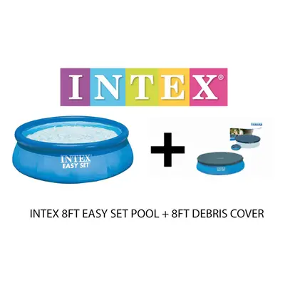 Intex 8ft x 24in Swimming Pool INFLATEABLE PADDLING ROUND & DEBRIS COVER 244CM