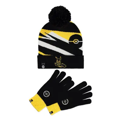 POKEMON Pikachu & Pokeball Symbol Beanie & Knitted Gloves Giftset