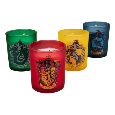 Harry Potter Hogwarts Houses Glass Votive Candles Set of - Gryffindor Slytherin Ravenclaw Huffle