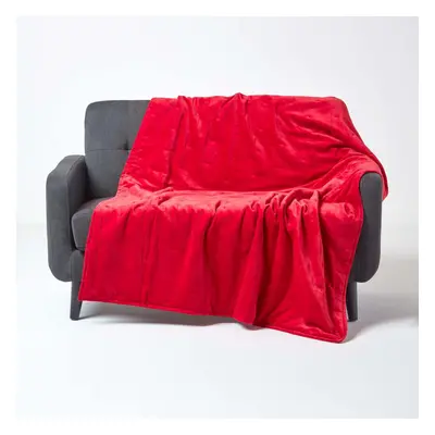 (Red, x cm) Velvet Quilted Throw