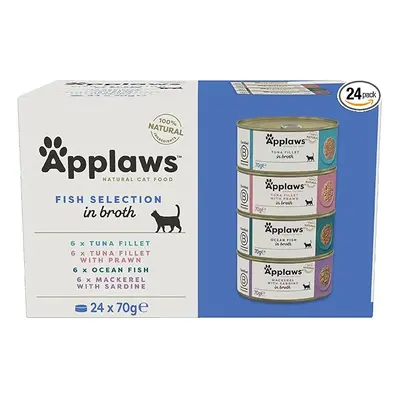 Applaws 100% Natural Wet Cat Food, Multipack Fish Selection in Broth 70g Tin (24 x 70g Tins)