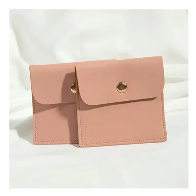 (Nude Pink, 100pcs 8x8cm) 10/50/100Pcs PU Leather Snap Button 8x8cm Bag Storage Pouch for Ring E