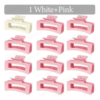 (1 White and Pink, 48Pcs) 6-60Pcs Korean Women Girls Plastic Hair Claws 8.5cm Hairclip Crab Barr