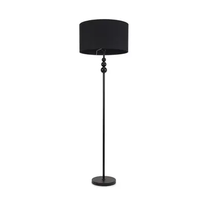 ValueLights Marissa Black Shade with Black Stacked Ball Floor Lamp