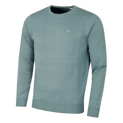 (M, Sage) Calvin Klein Mens Crew Neck Cotton Breathable Golf Sweater