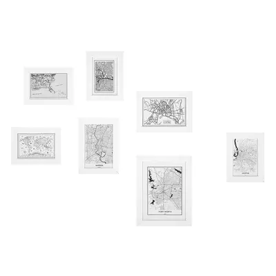 Wall Gallery of Maps Frames White DENKORO