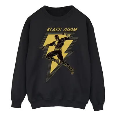 (M, Black) DC Comics Mens Black Adam Golden Bolt Chest Sweatshirt