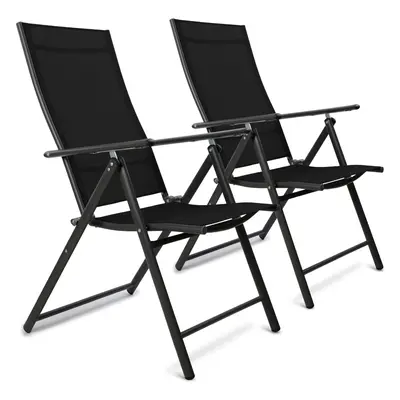 (Black) SUNMER Set of Folding Garden Chairs with Seating Positions