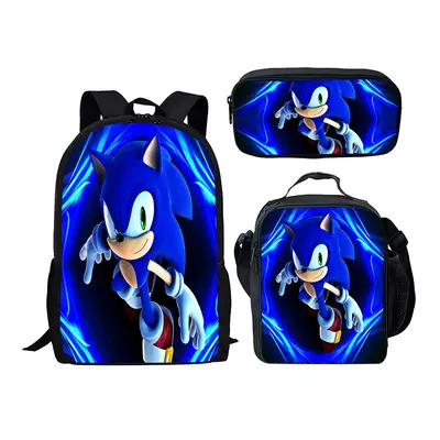 (8) Sonic Piece School Bag Lunch Bag Pencil Case Kids Set