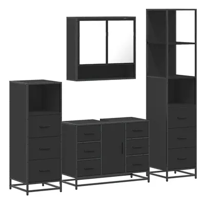 (black) vidaXL 4ÃÂ Piece Bathroom Furniture SetÃÂ Black Engineered Wood bathroom cabinet